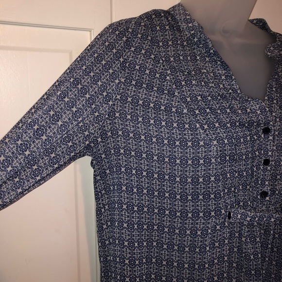 Quarter Button Blue Chiffon Sheer Blouse Pattern - Picture 5 of 11